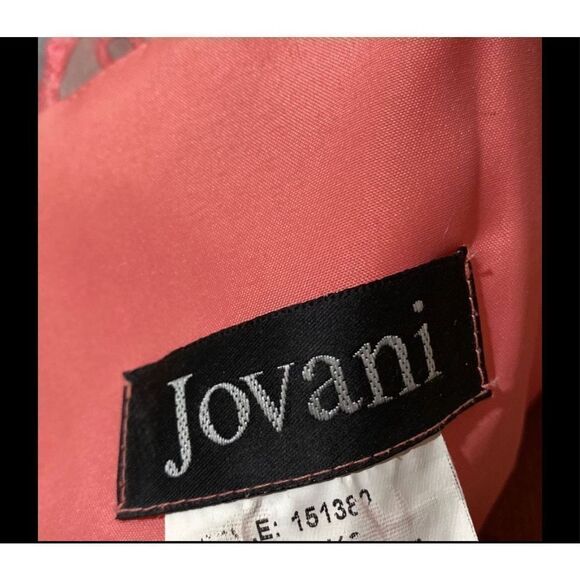 Jovani Strapless A-Line Peach Ruffled Lace Designer Women’s Mermaid Mini Dress 2 - Picture 11 of 14